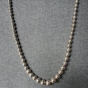 Classic Graduated Ball Bead 925 sterling silver necklace 39.33 grams